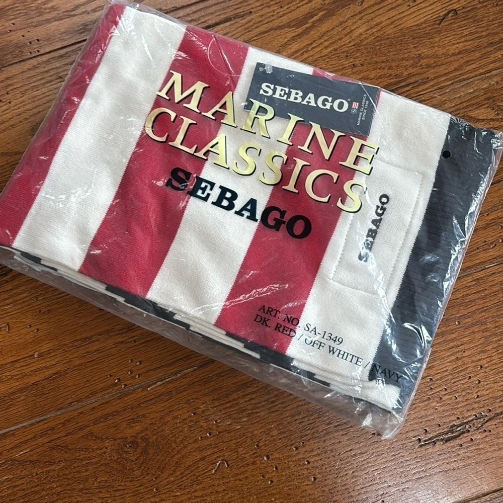 Sebago Block Stripe Scarf NWT Red White Navy Blue Cotton Knit Nautical Coastal